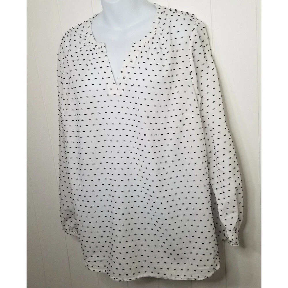 Lane Bryant Women's Top Size 18 Long Sleeve Polka Dot Textured Blouse